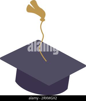 Simple graduation cap. Academic cap. University education hat illustration. Graduation concept symbol icon. Vector Illustration Stock Vector