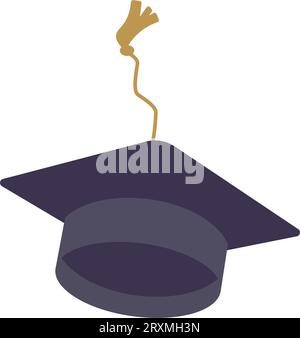 Simple graduation cap. Academic cap. University education hat illustration. Graduation concept symbol icon. Vector Illustration Stock Vector