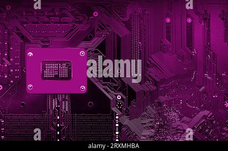 Circuit board. Electronic computer hardware technology. Motherboard digital chip. Tech science background. Integrated communication processor. Informa Stock Photo