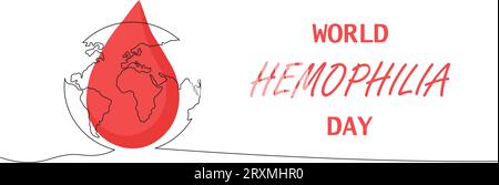 World Hemophilia Day. Awareness poster with red paper cut blood drop. Template for background, banner, card, poster with text inscription. Vector illu Stock Vector