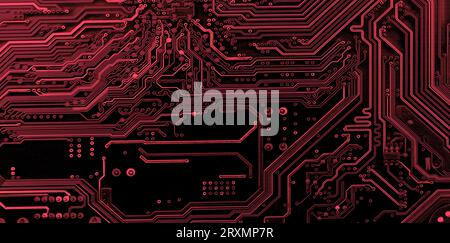 Circuit board. Electronic computer hardware technology. Motherboard digital chip. Computer components . Panoramic background Stock Photo