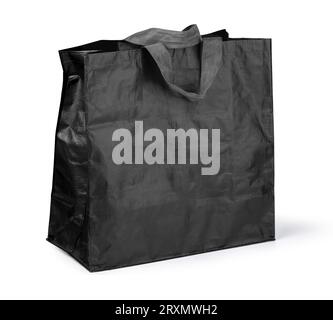 Plastic Bag,black plastic shopping bag, Bag sacking isolated on white background with clipping path Stock Photo