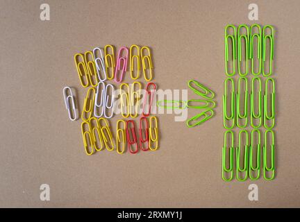 business concept,ecological transformation,thinking outside the box,transformation,innovation,flat lay with paper clips,free copy space Stock Photo