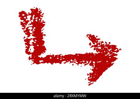 crayon emphasis arrow. Hand drawn red charcoal symbols for hand drawn diagrams. Doodle simple underline icon. Vector illustration isolated on white Stock Vector