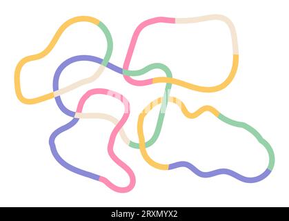 colorful abstract squiggles print, scribble  and wavy lines. retro 80s memphis style. Chaotic ink brush scribbles. Vector illustration Stock Vector