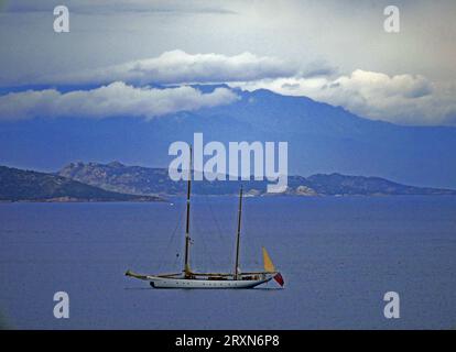 Historical sailing vessel in Palau, Sardinia, Italy, Summer 2023 Stock Photo