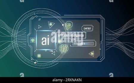 Vector infographics about entering an intelligent network using artificial intelligence. Stock Vector