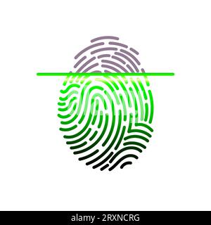 Laser scanning of fingerprint, vector illustration of digital biometric security technology Stock Vector