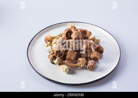 Dried agaricus blazei in a bowl Stock Photo