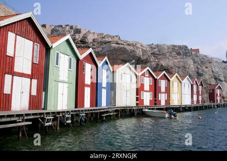 Fishermen's houses, Smoegen, Bohuslaen, Sweden Stock Photo
