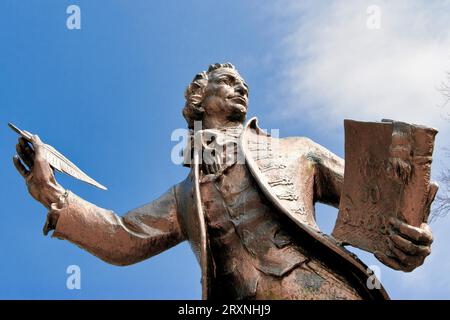 Statue of Thomas Paine Author of Rights of Man in Thetford Norfolk Stock Photo