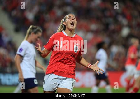 Marina Georgieva (11 Austria) reacts in frustration during the UEFA womens nations league match Austria v France at Viola Park in Vienna, Austria (Tom Seiss/SPP) Credit: SPP Sport Press Photo. /Alamy Live News Stock Photo