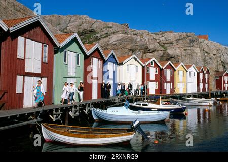 Smoegen, Fishermen's houses, Fiskebackskil, Bohuslaen, Sweden Stock Photo