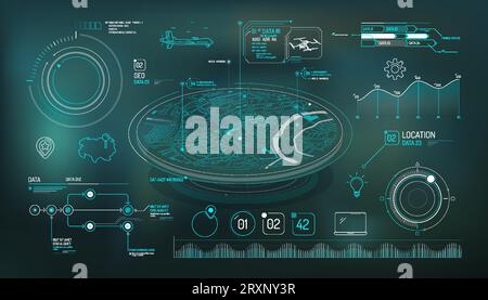 Set of infographic elements about air cargo tracking. Stock Vector