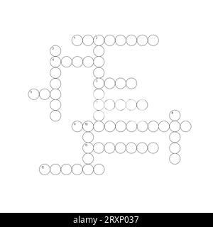 Blank crossword puzzle grid, empty template circles to fill in for riddle, educational or leisure game, ready to be used for making any word puzzle Stock Vector