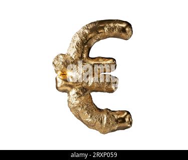 Symbols made of raw gold. 3d illustration of golden alphabet isolated on white background Stock Photo