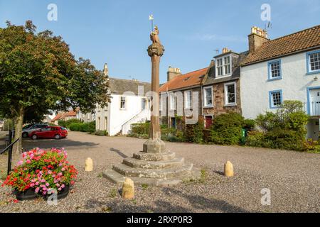 Crail market cross is located in Crail, Fife, Scotland Stock Photo