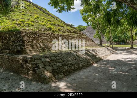 Ball Court #2 in the Mayan ruins in the Xunantunich Archeological Reserve in Belize. Stock Photo