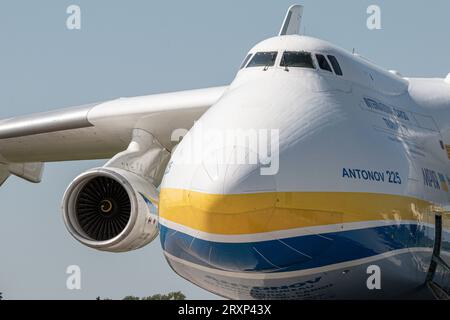 Antonov AN-225 Mriya, ILA Berlin Air Show, Berlin - April 27, 2018 Stock Photo