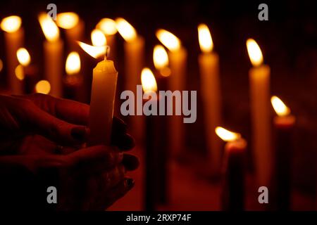 Dia de las velitas Colombia, 7 de diciembre Virgen Maria Stock Photo