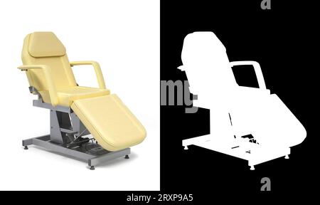 new white leather cosmetology chair with adjustable positions perspective view 3d render on white with alpha Stock Photo