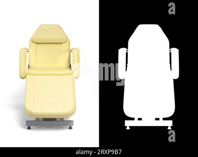 new white leather cosmetology chair with adjustable positions front view 3d render on white with alpha Stock Photo