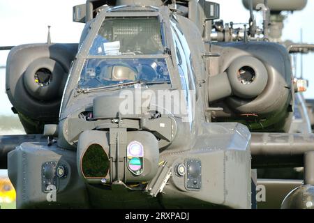 Army Air Corp AH-64 Apache AH1 battlefield attack helicopter based at Wattisham Suffolk UK seen in September 2023 Stock Photo