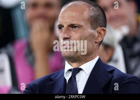 Torino, Italy. 26th Sep, 2023. Massimiliano Allegri, head coach of Juventus Fc looks on during the Serie A match beetween Juventus Fc and Us Lecce at Allianz Stadium on September 26, 2023 in Turin, Italy . Credit: Marco Canoniero/Alamy Live News Stock Photo