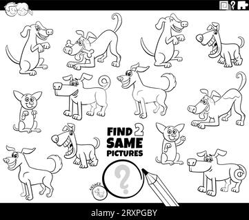 find two same dog characters game coloring book page Stock Vector Image ...
