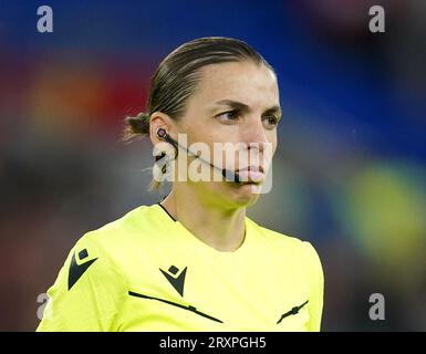 Referee Stephanie Frappart ahead of the UEFA Women's Nations League Group A3 match at the Cardiff City Stadium, Wales. Picture date: Tuesday September 26, 2023. Stock Photo