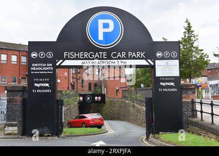 Entrance to the Fishergate car park in Preston Stock Photo