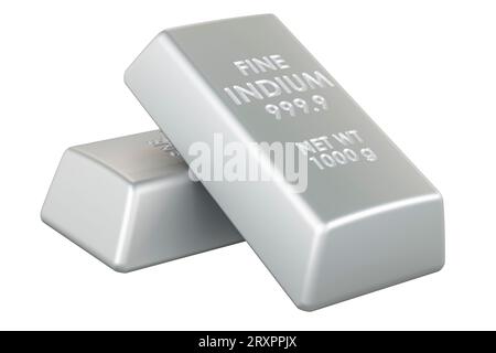 Indium bars, indium ingots. 3D rendering isolated on white background Stock Photo