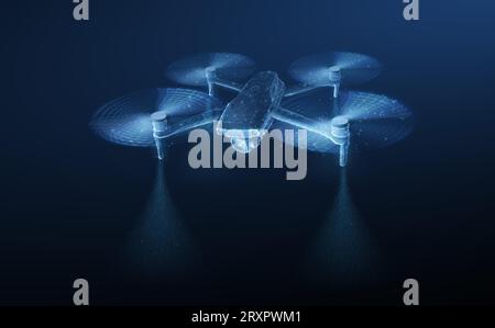 Modern 3d illustration. Drone agriculture in modern style Stock Vector