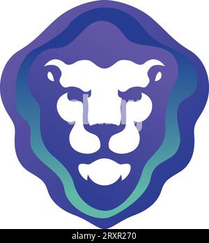 Lion Head with Aurora Colored Mane Stock Vector