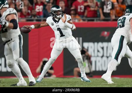 Philadelphia Eagles' Jalen Hurts in action during practice at NFL football  team's training camp, Saturday, July 30, 2022, in Philadelphia. (AP  Photo/Chris Szagola Stock Photo - Alamy