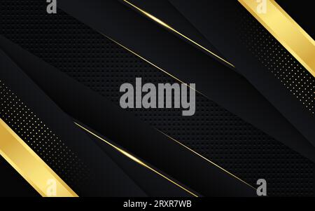 Abstract modern luxury with golden lines on dark background Stock Vector