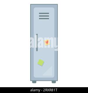 one iron school locker. flat vector illustration Stock Vector