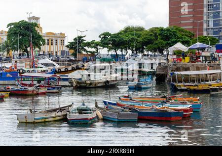 Salvador, Bahia, Brazil - June 09, 2015: view of the seaport in the Comercio neighborhood in the city of Salvador, Bahia. Stock Photo