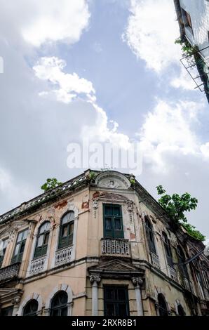 Salvador, Bahia, Brazil - June 09, 2015: View of the facade of old buildings in the Comercio neighborhood in the city of Salvador in Bahia. Stock Photo