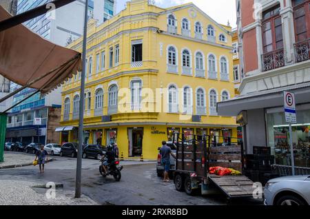 Salvador, Bahia, Brazil - June 09, 2015: View of the facade of historic buildings in the Comercio neighborhood in the city of Salvador in Bahia. Stock Photo