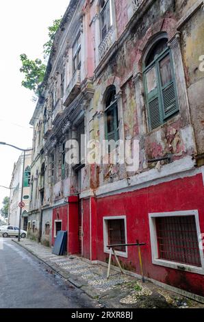 Salvador, Bahia, Brazil - June 09, 2015: Old buildings at risk of collapsing in the Comercio neighborhood in the city of Salvador in Bahia. Stock Photo