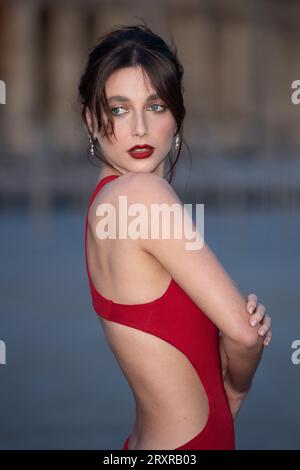 Paris, France. 03rd July, 2023. Emma Chamberlain at Thom Browne show during  Haute Couture Fashion Week in Paris, France on July 3, 2023. Photo by  Julien Reynaud/APS-Medias/ABACAPRESS.COM Credit: Abaca Press/Alamy Live News