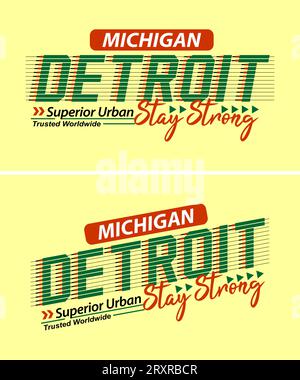 Detroit city vintage urban vibes striped shadow typeface, typography, posters, labels, for print on t shirts etc. Stock Vector