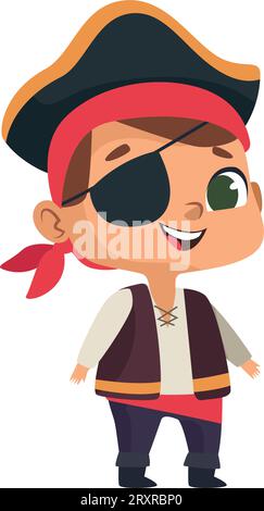 halloween kid disguised in pirate Stock Vector