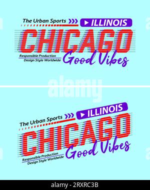 Chicago city vintage urban vibes striped shadow typeface, typography, posters, labels, for print on t shirts etc. Stock Vector