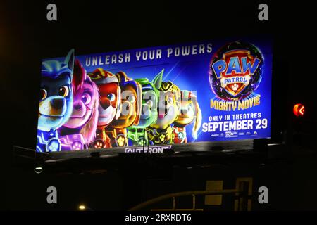 Los Angeles, California, USA 22nd September 2023 Paw Patrol Mighty Movie Billboard on September 22, 2023 in Los Angeles, California, USA. Photo by Barry King/Alamy Stock Photo Stock Photo