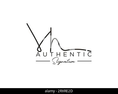 VH Signature Logo Template Vector. Stock Vector