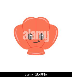 Hand drawn Shell on white background. Sea animal. Ocean vibes. Element of sea life in doodle cartoon. Vector art illustration Stock Vector