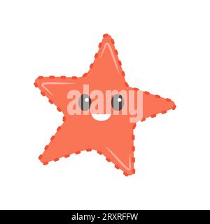 Hand drawn Starfish on white background. Sea animal. Ocean vibes. Element of sea life in doodle cartoon. Vector art illustration Stock Vector