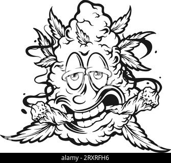 Cannabis bud creature monster happy highs vector illustrations for your work logo, merchandise t-shirt, stickers and label designs, poster, greeting Stock Vector